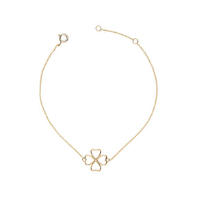 14K gold bracelet with a 4leaf for good luck 