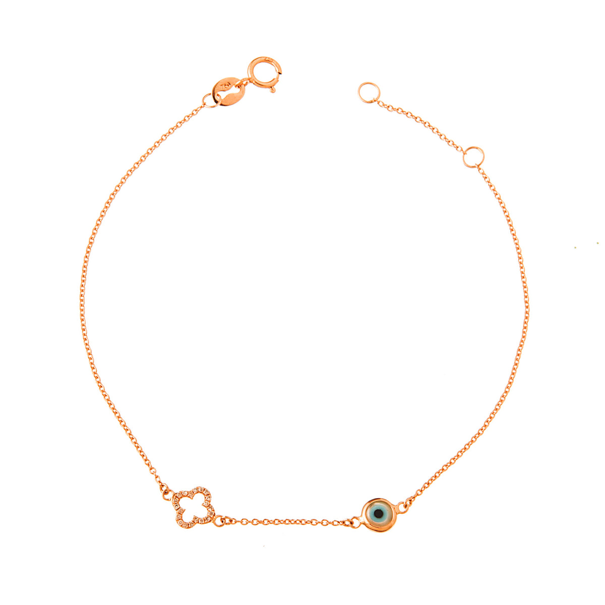 Diamond Cross Evil Eye Bracelet