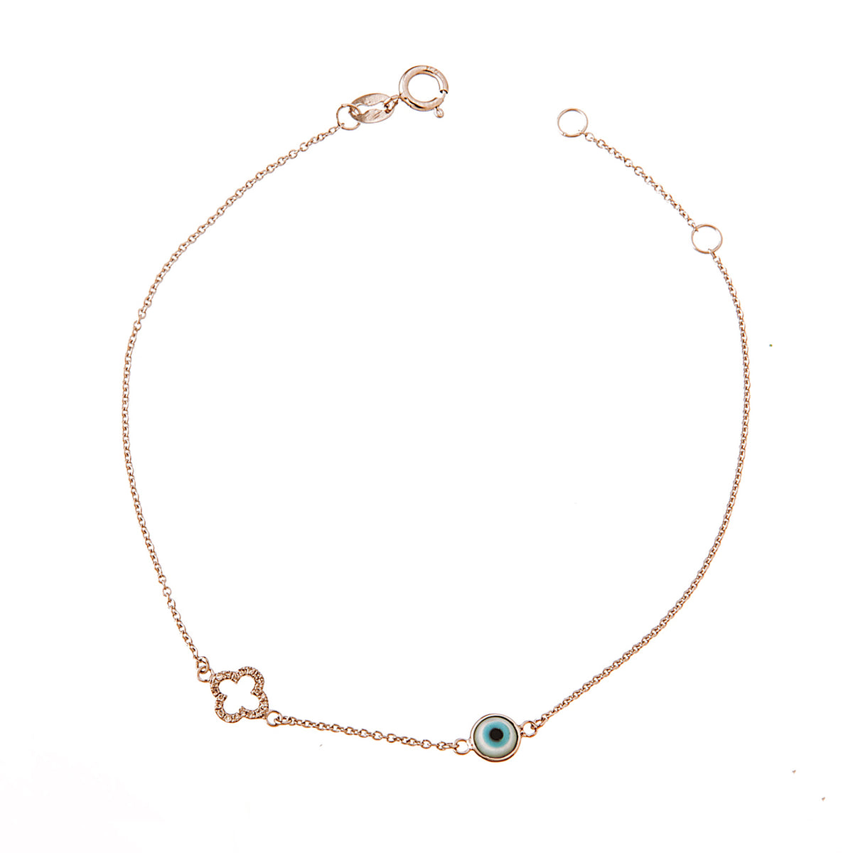 Diamond Cross Evil Eye Bracelet