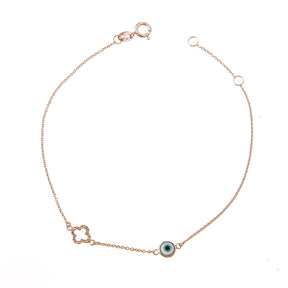 Diamond Cross Evil Eye Bracelet