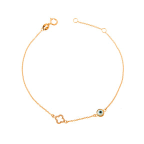 Diamond Cross Evil Eye Bracelet