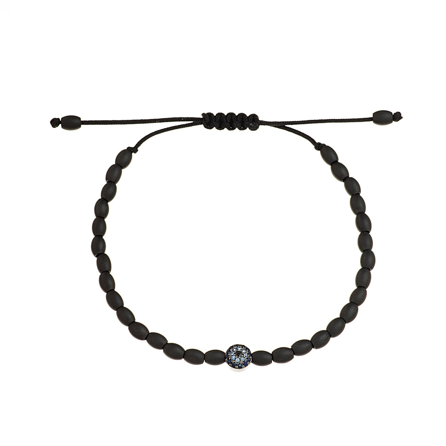 Gold Evil eye bracelet with sapphires and diamonds. Combined with ceramic beads.