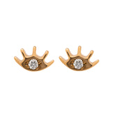 Evil eye earring. Evil eye stud. Diamond evil eye earring