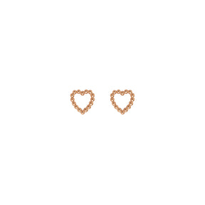 Golden Bead Heart Earrings