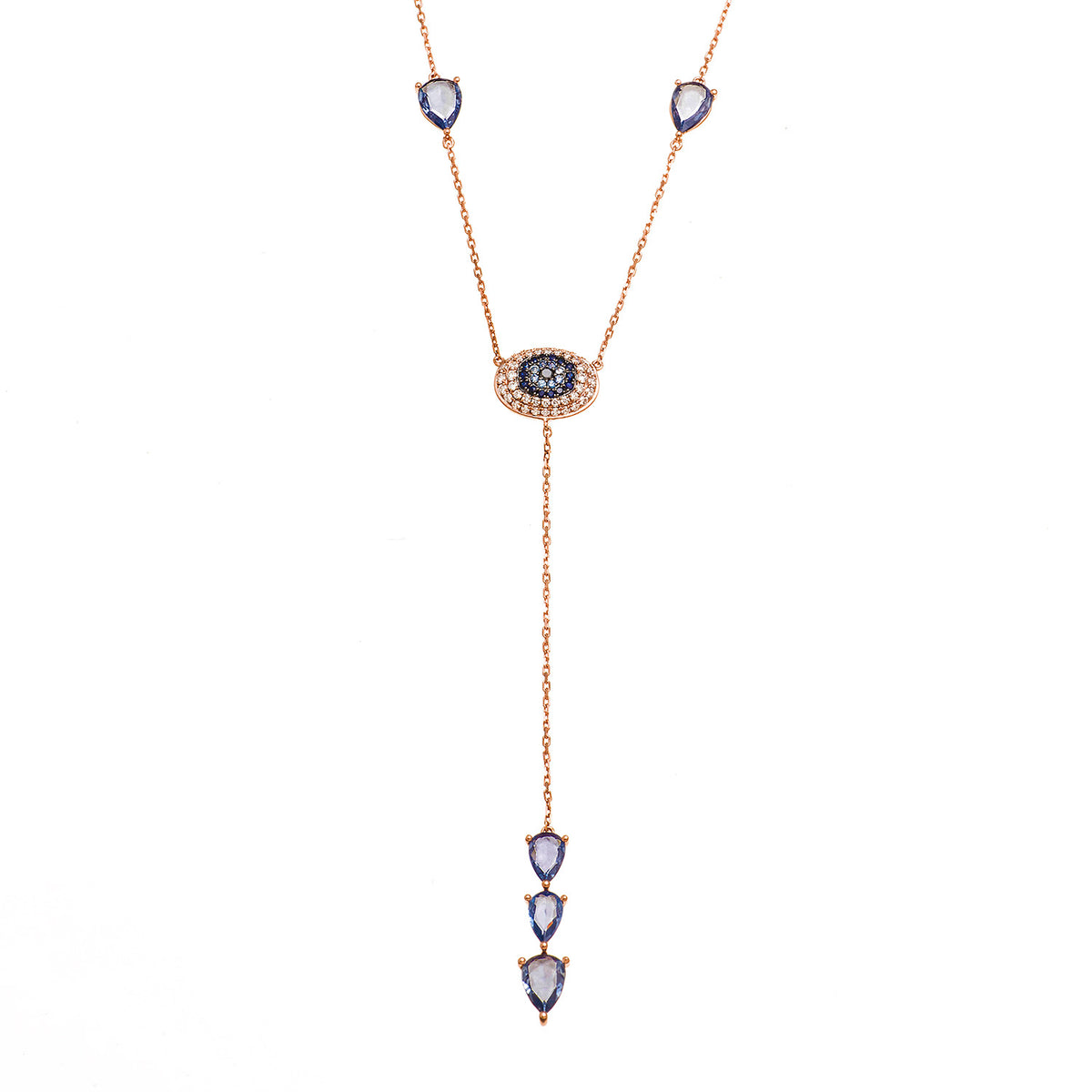 Evil Eye Sapphire Droplets Necklace