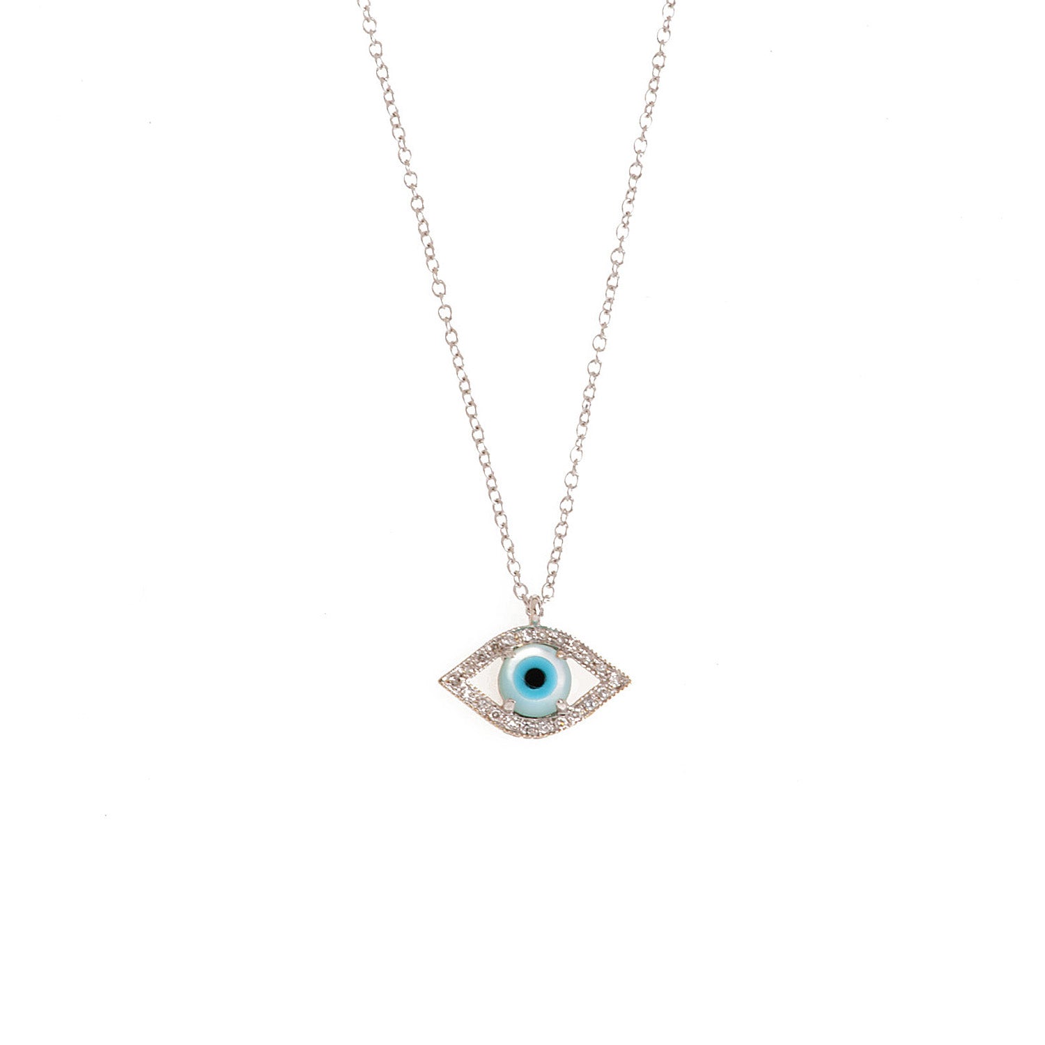 Diamond Evil eye necklace. Κολιέ μάτι με μπριγιάν.