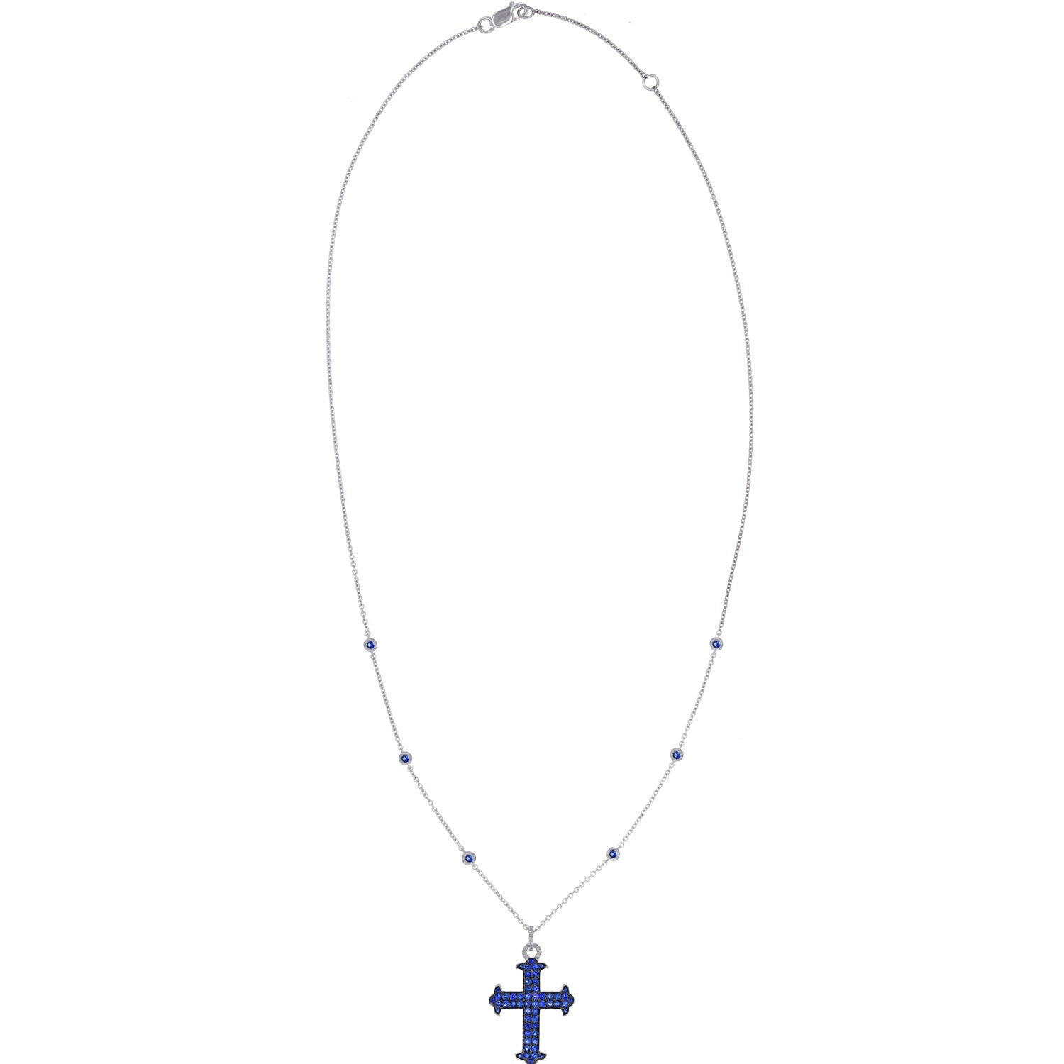 Sapphire Cross Necklace. Blue cross necklace