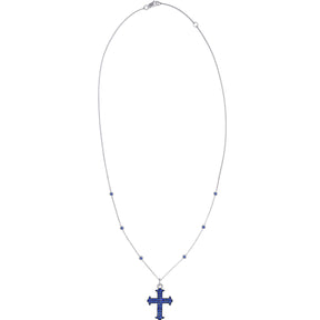 Sapphire Cross Necklace. Blue cross necklace