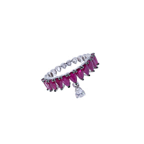 Diamond and ruby ring. Diamond drop ring. Pear shaped diamond ring. Eternity ring.