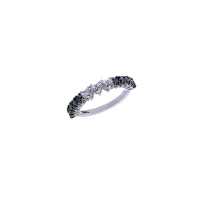 Diamond heart ring. Diamond hearts. Eternity ring. Black and white diamond ring.
